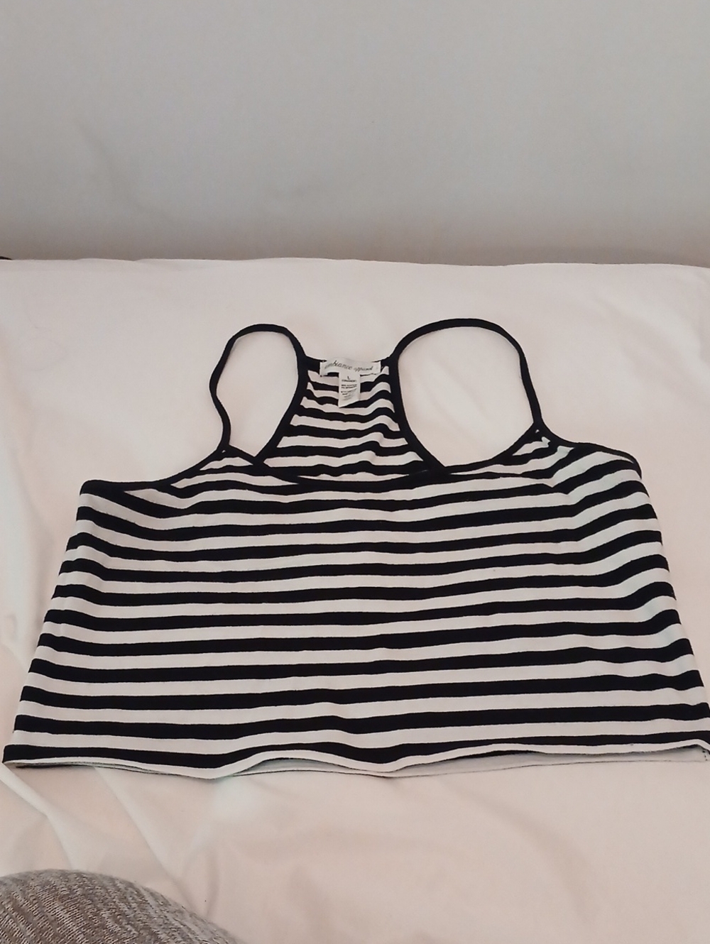 Ambiance Black & White Striped Racerback Crop Top